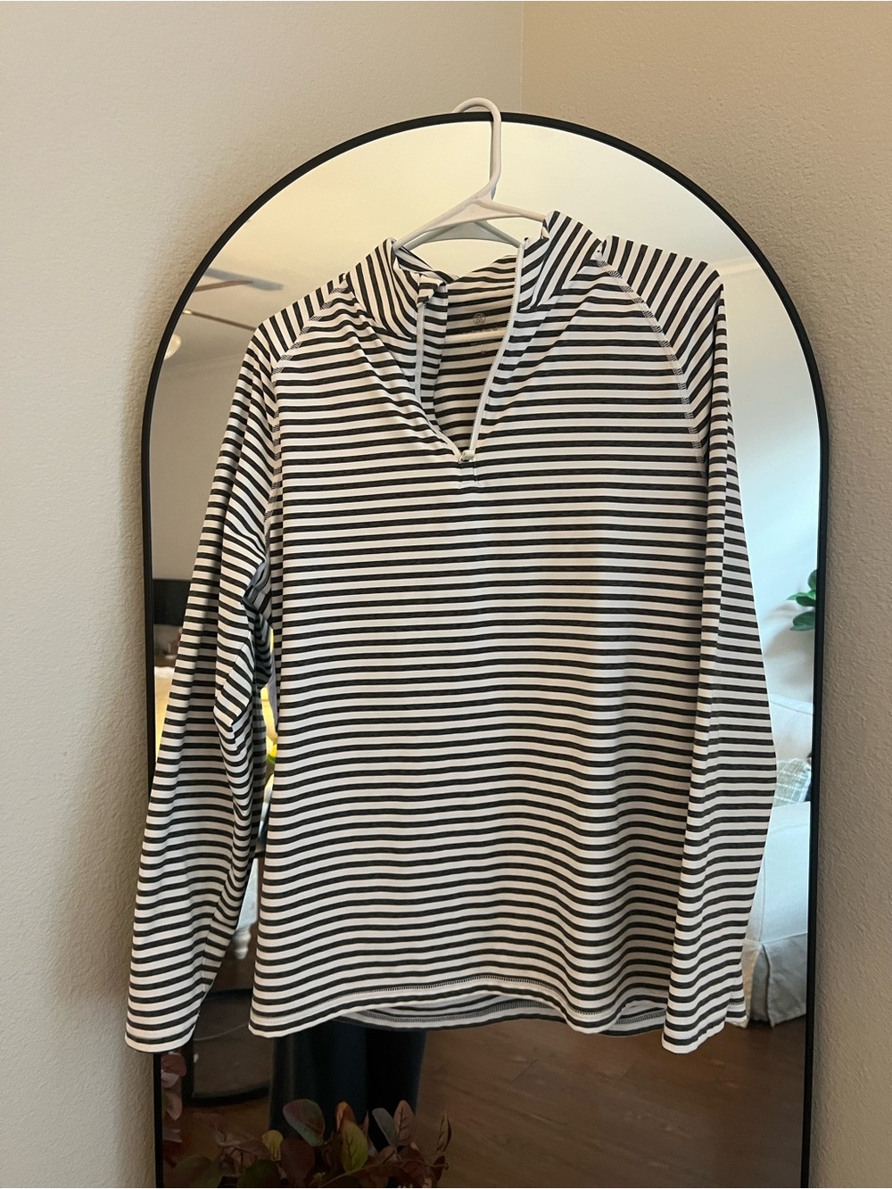 G/FORE Black and White Striped Zip-Up Sweater